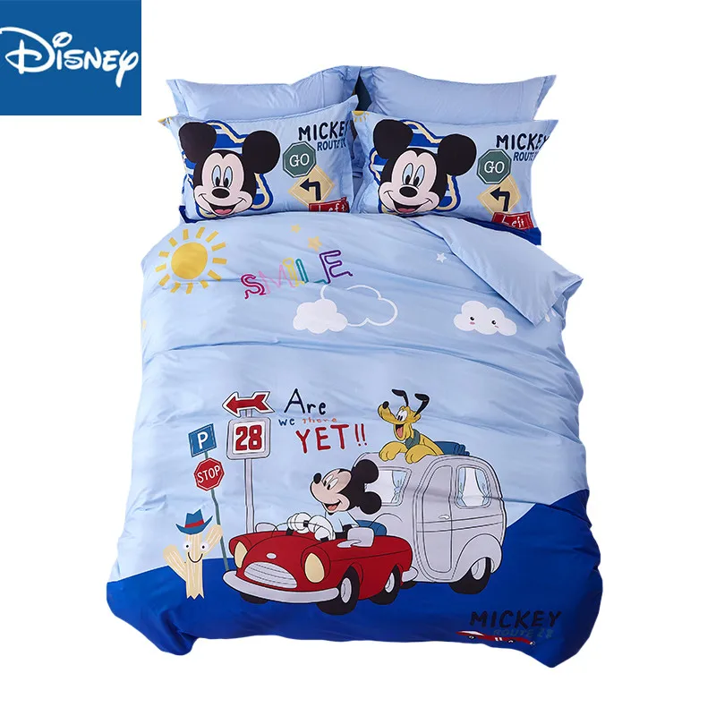 

Queen size mickey mouse bedding set for boys bed decor twin duvet covers full bedspread kids bed clothes 3-5pcs blue cartoon new