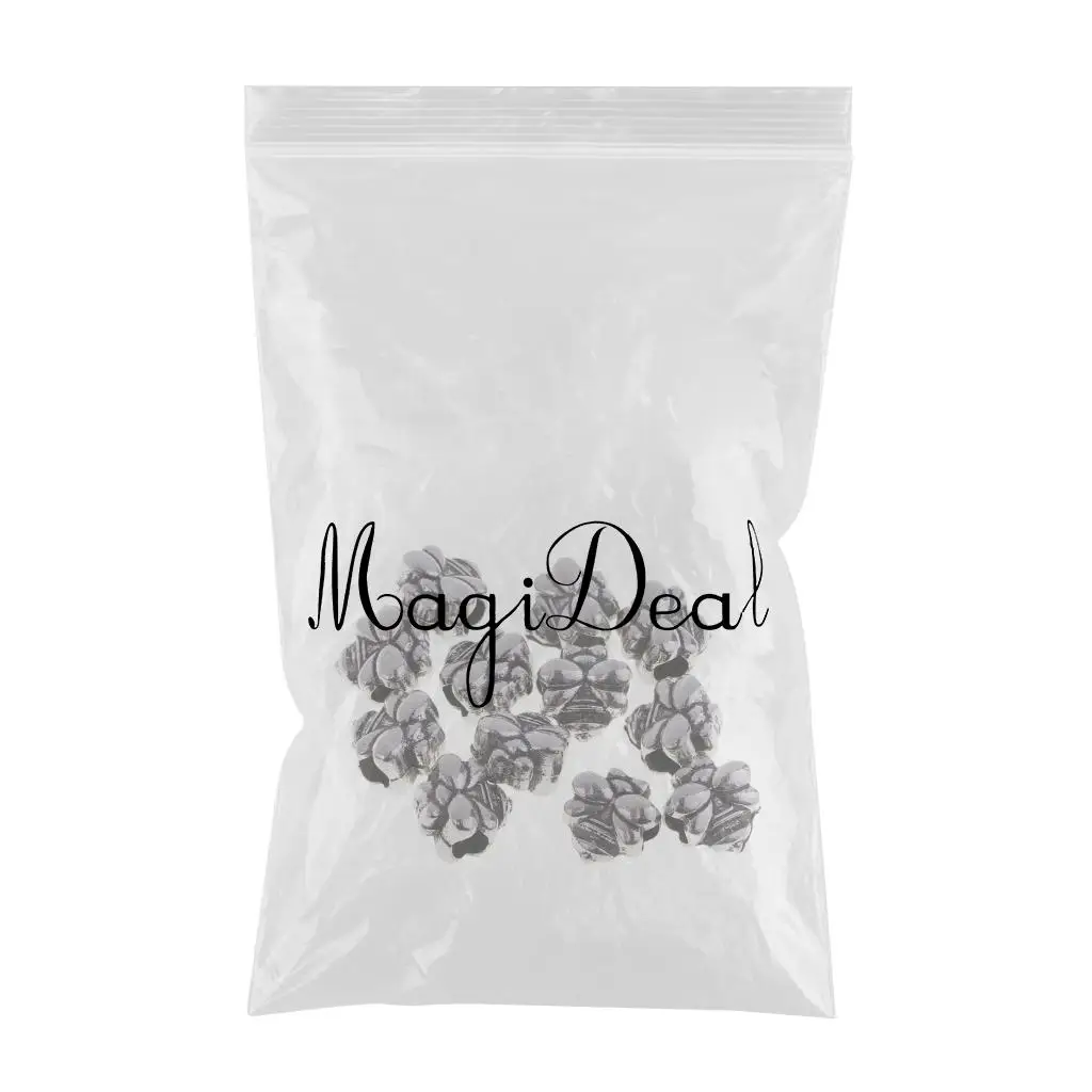 Pack of 12 Beautiful Large Hole Beads Metal Decorative Beads for Clothing Bags Shoes Bracelet Decor	