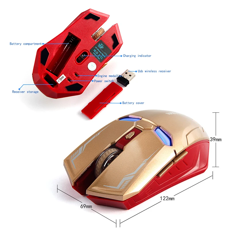 Железный человек Беспроводная игровая мышь 2,4G withWEYES USB Nano приемник для ноутбука, компьютера, Macbook, ноутбука, 3 dpi регулировки уровней