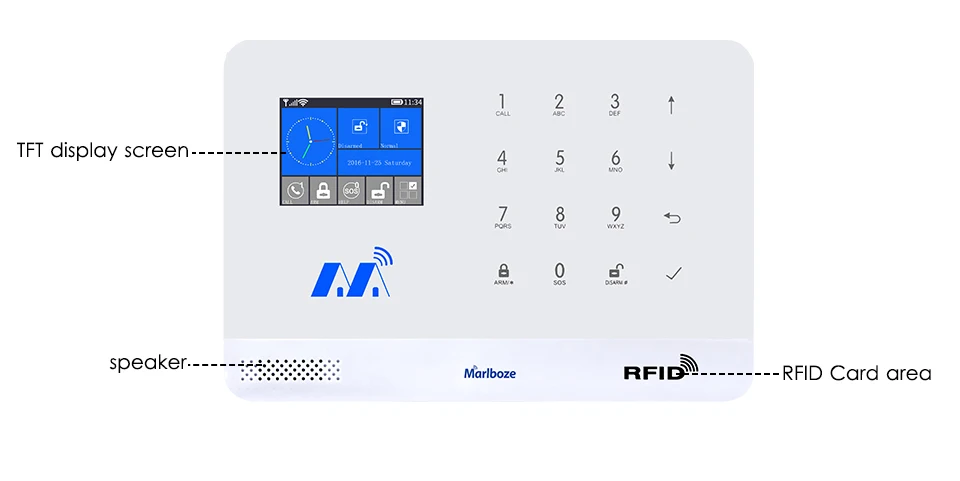 Marlboze беспроводной домашней безопасности GSM Wi Fi GPRS сигнализации системы IOS приложение для Android дистанционное управление RFID карты PIR сенсор