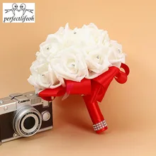 Perfectlifeoh твердый Искусственный цветок розы Кристалл Свадебный цветок невесты букет подружки невесты украшение