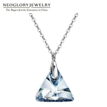 Neoglory, S925, синий кристалл, ожерелье для женщин, геометрический кристалл, цепочка, ожерелье s& Кулоны, Ювелирные изделия,, новинка, подарки на день рождения MC