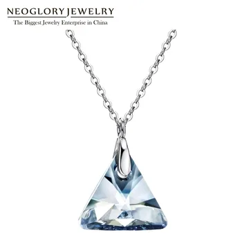 

Neoglory S925 Silver Blue Triangle Crystal Chain Necklaces & Pendants Jewelry For Woman Embellished With Crystals From Swarovski