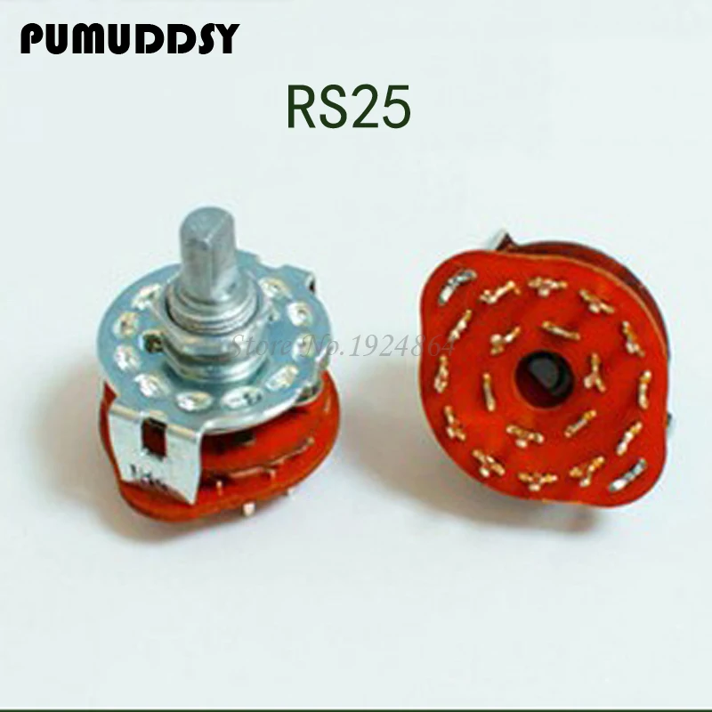 

2PCS RS25 Band switch 2P4T 2P5T 2P6T 3P3T 3P4T Mount Rotary Switch Selector Band 2 Pole 5 Position Knob Switch Band Switches