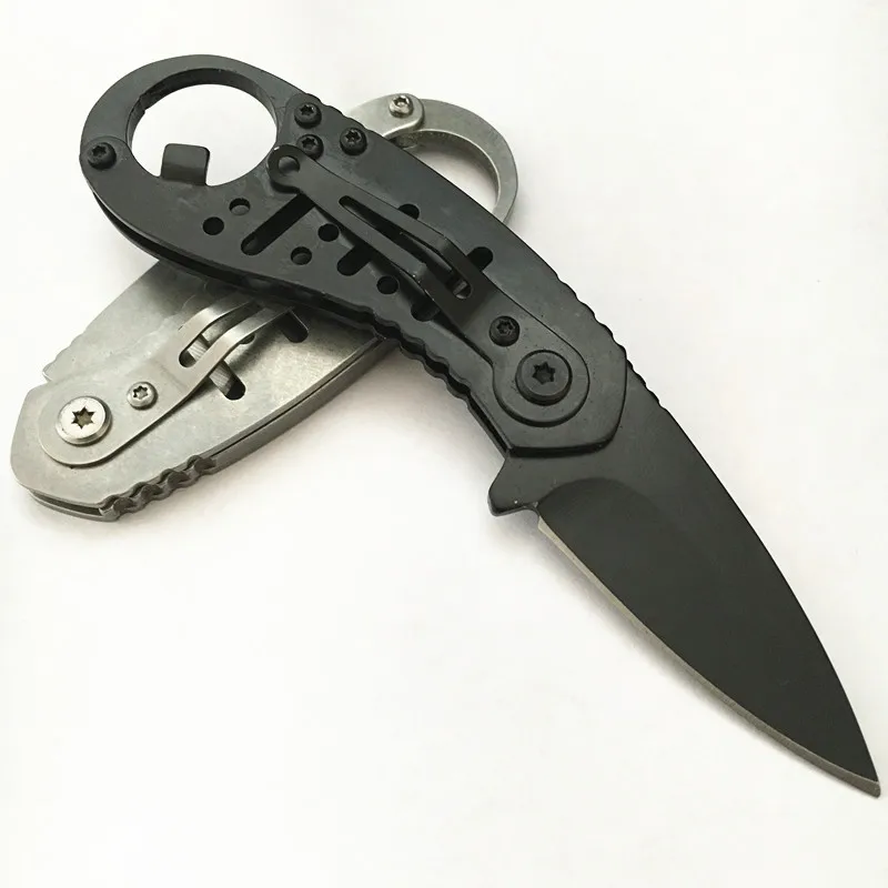 

Small Cute Keychain Key Chain Ring Fold Pocket Knife With Bottle Opener Stonewash and Black Stone Washing EDC Tool