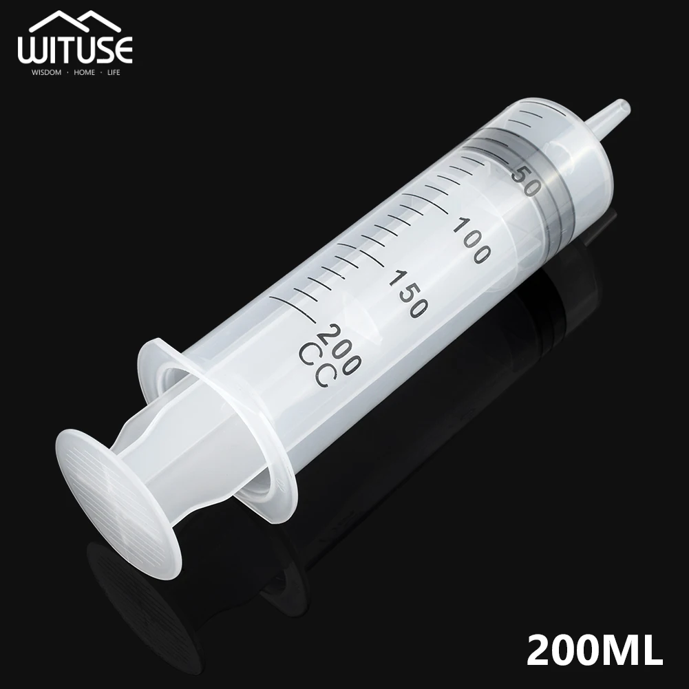 

1 Piece Plastic Syringe 200ml Large Clear Hydroponics Plastic Syringe Measuring Nutrient Reusable Lab Kitchen