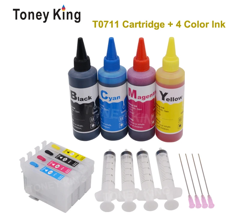 Toney King T0481 чернильные картриджи для Epson Stylus Photo R200 R220 R320 R340 RX500 RX60 принтер+ контейнер с чернилами для 6 × 100 мл