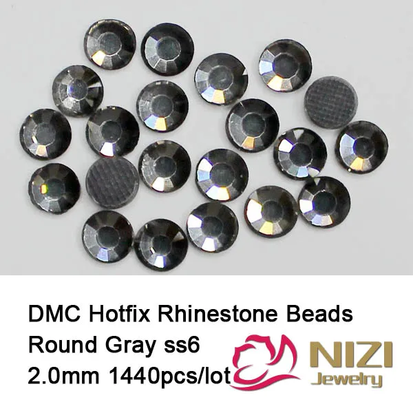 

Free shipping High Quality 1440pcs ss6 black diamond DMC Iron On Rhinestones hotfix rhinestones crystal flat back for diy