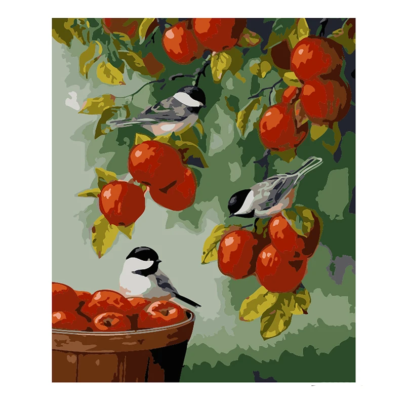 Orioles and Fruits DIY Coloring Paint By number Tools picture Beautiful Painting Numbers Surprise Gift art supplies dropship | Дом и сад