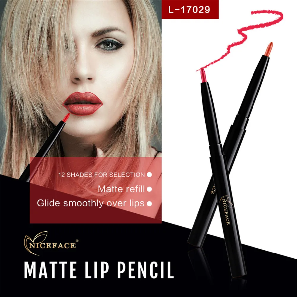 NICEFACE Pro 12 цветов матовый карандаш для губ пикантная красная помада
