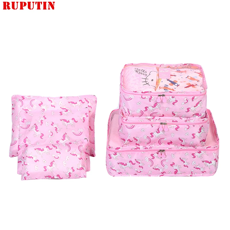  RUPUTIN New 6PCS/Set Travel Mesh Bag In Bag Luggage Organizer Packing Cube Set For Clothing Suitcas