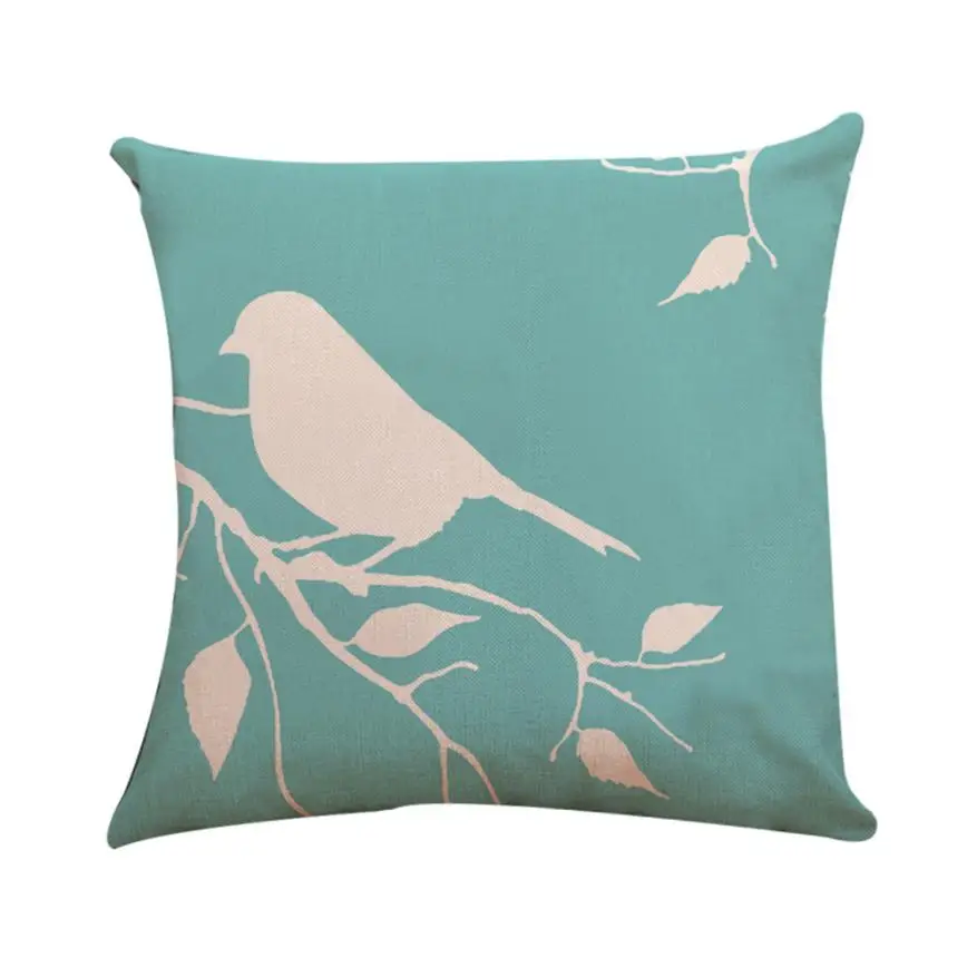 Pillowcase Cotton Linen Bird Series Printed Pillowcase Home Textile