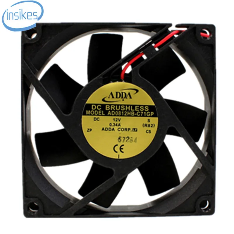 

AD0812HB-C71GP Double Ball Bearing Axial Cooling Fan DC 12V 0.34A 1800RPM 8020 8cm 80*80*20mm 2 Wires