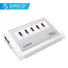 ORICO USB3.0 концентратор 3 порта SuperSpeed с 2 USB гнездо зарядки адаптер питания 5 Гбит/с разветвитель ЕС США Разъем для мобильного телефона планшета