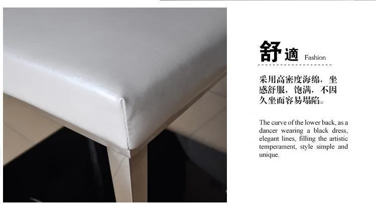 Новинка 100%! обеденный стул из нержавеющей стали + кожи, модный обеденный стул для гостиной, черный и белый цвета, металлическая кожаная