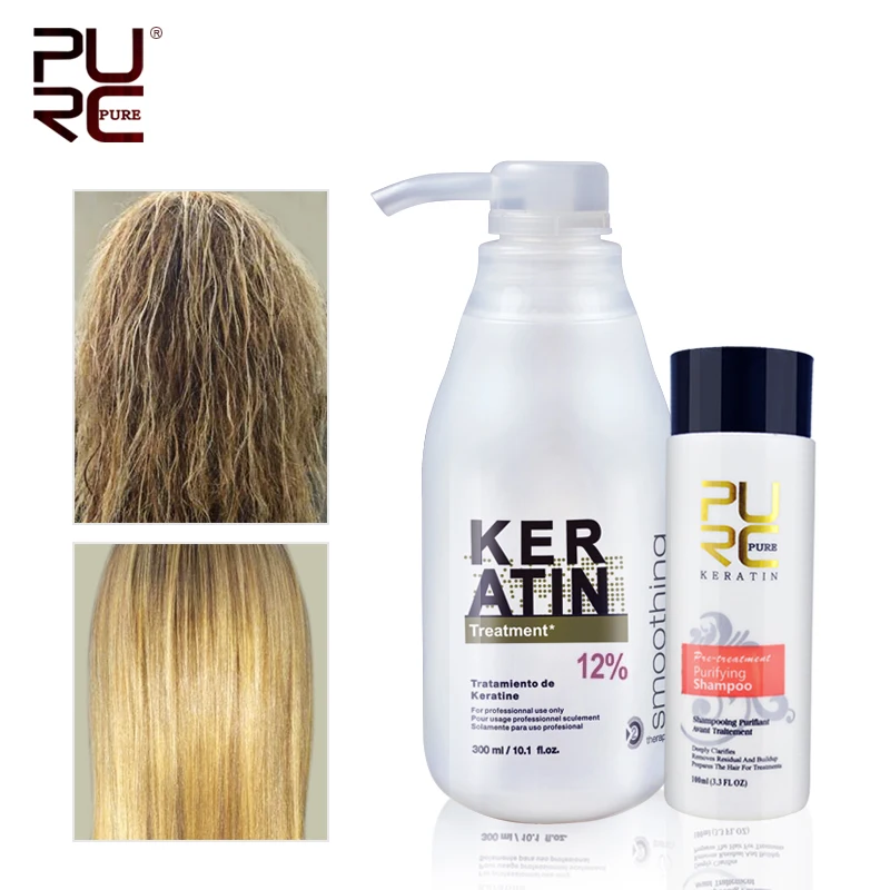 PURC Brasilianische keratin 12 formalin 300ml keratin behandlung shampoo Richt haar reparatur