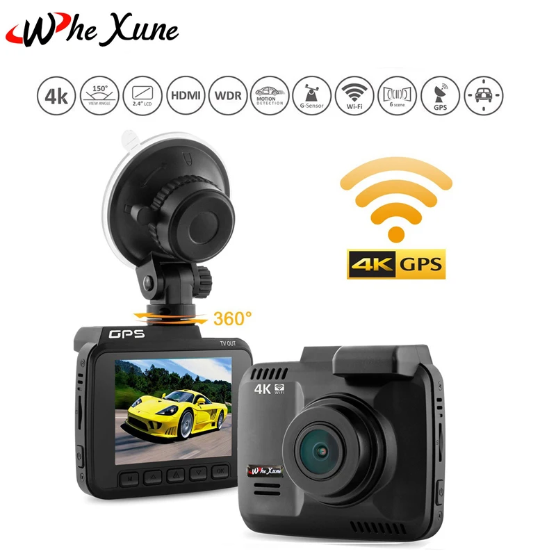 Whexune Новый gs63h 1080 P 4 К Видеорегистраторы для автомобилей Камера с Wi Fi 2.4 дюймов