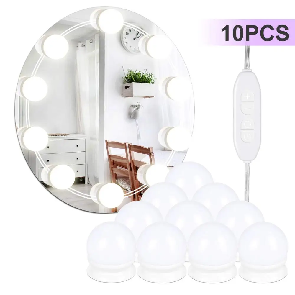 

LED 12V Makeup Mirror Light Bulb Hollywood Vanity Lights Stepless Dimmable Wall Lamp 6 10 14Bulbs Kit for Dressing Table