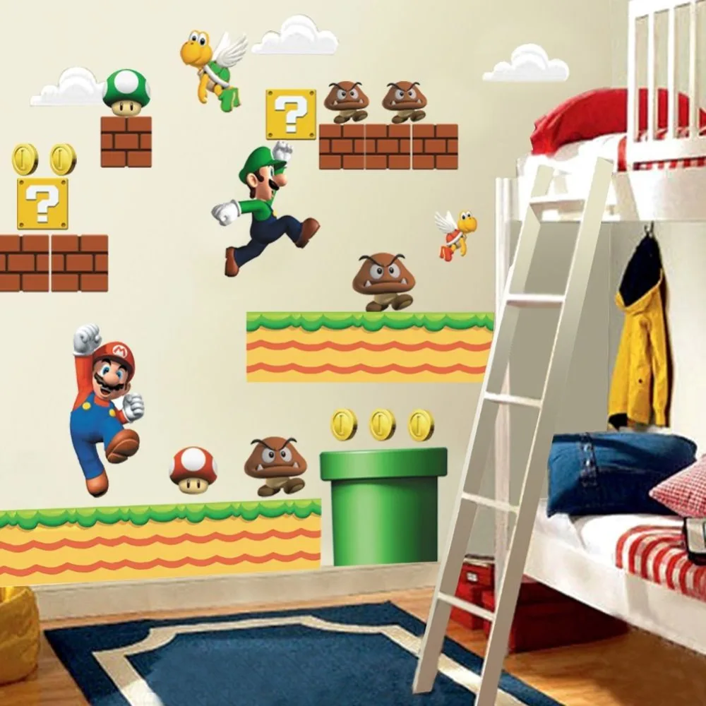 cartoon super mario wall stickers for kids rooms home decor zooyoo1443