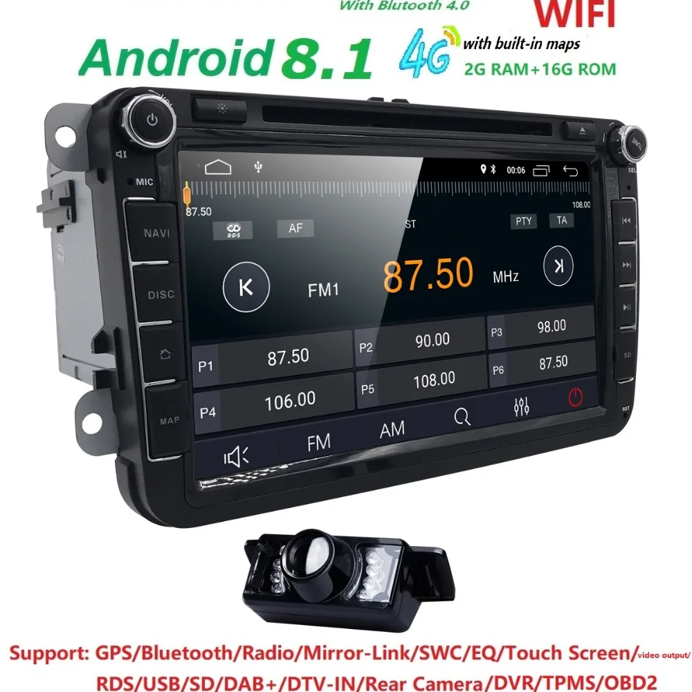 

QuadCore Android8.1 CarDVD player for V W GOLF 5 Golf 6 POLO PASSAT SKODA CC J ETTA TIGUAN TOURAN Car Radio Multimedia AutoAudio