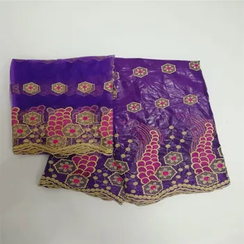

Bazin riche fabric embroided Brocade Fabric 100% cotton high quality beaded bazin riche getzner with 2yards french lace HJ427-2