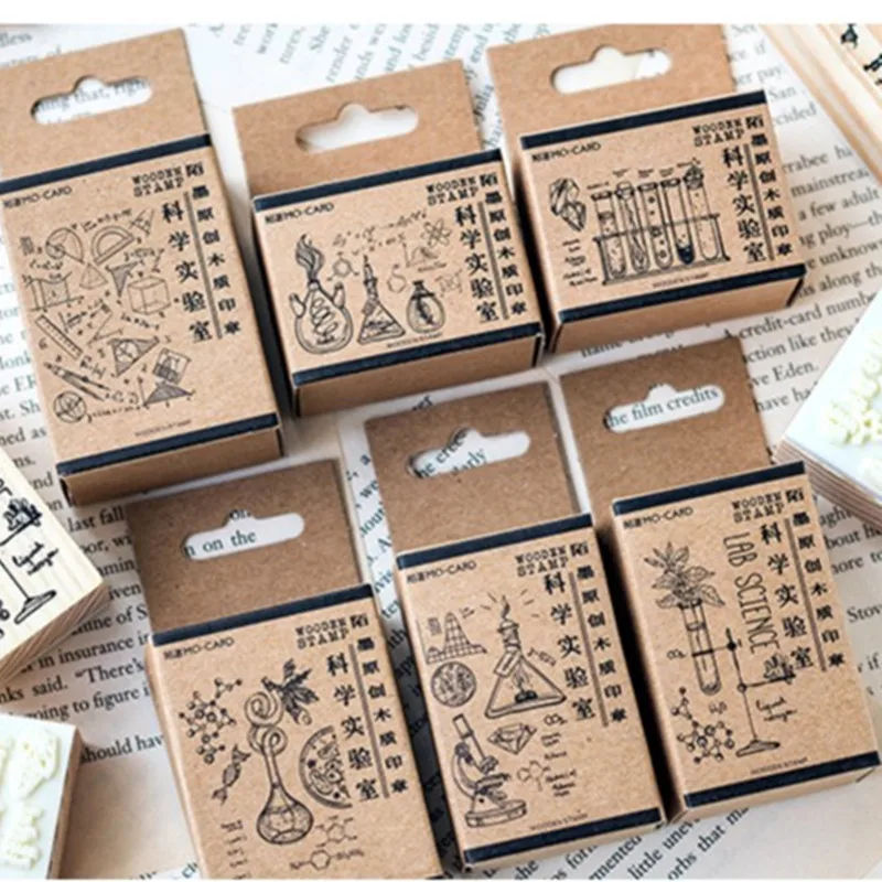

Mo.Card Vintage science laboratory wood stamp Decorative DIY stationery scrapbooking stamp Retail