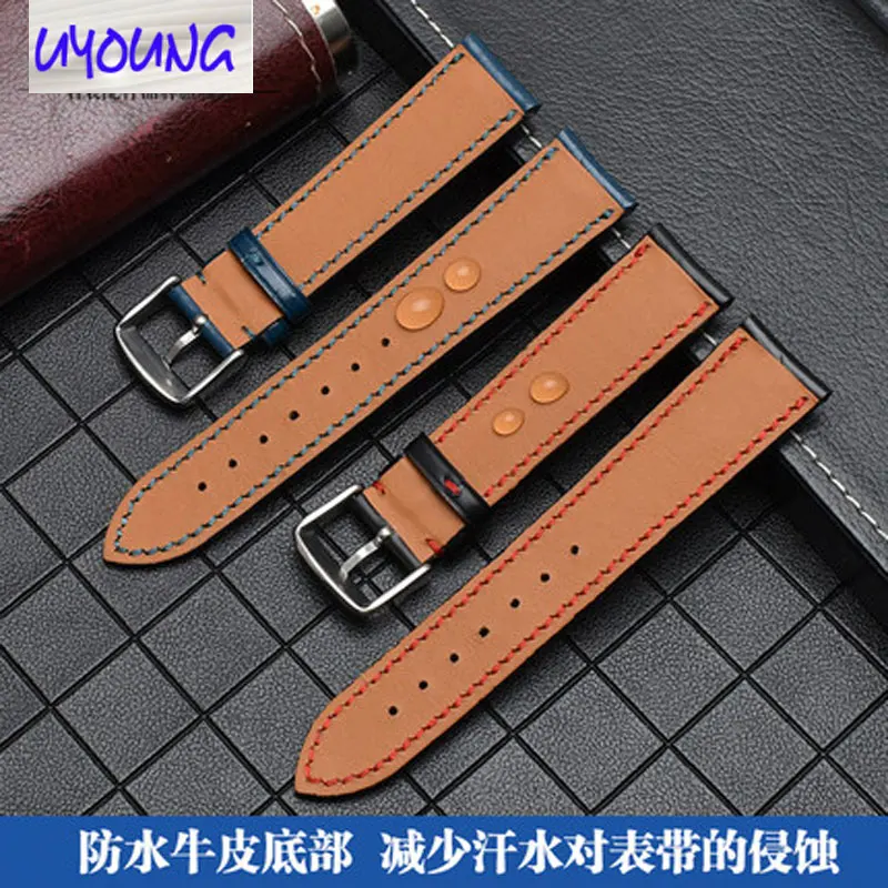 High quality leather horse hip watch belt Replacement for Rosn million O-M-G hippocampus 20 22mm male watch strap