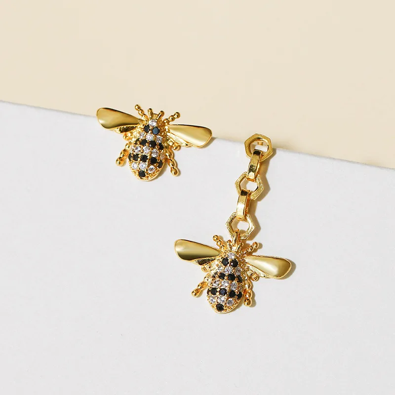 Новое поступление 925 пробы серебряные ассиметричные гвоздики Пчелка серьги для женщин ювелирные изделия Pendientes Brinco