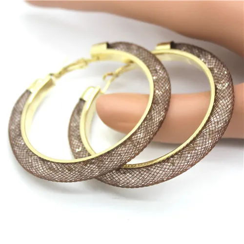 Золотистые серьги-кольца с кристальной сетчатой цепочкой новые женские серьги 18 цветов серьги Круги Ювелирные украшения - Окраска металла: Light Brown