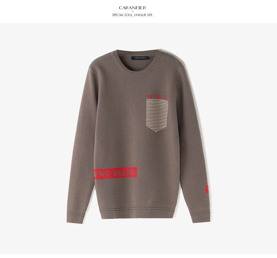 CARANFIER 2pcs New Letter printing Sweater Men Fashion Slim Fit Contrast Color Knit Pullover Plus Size Brand Clothing Male M-3XL