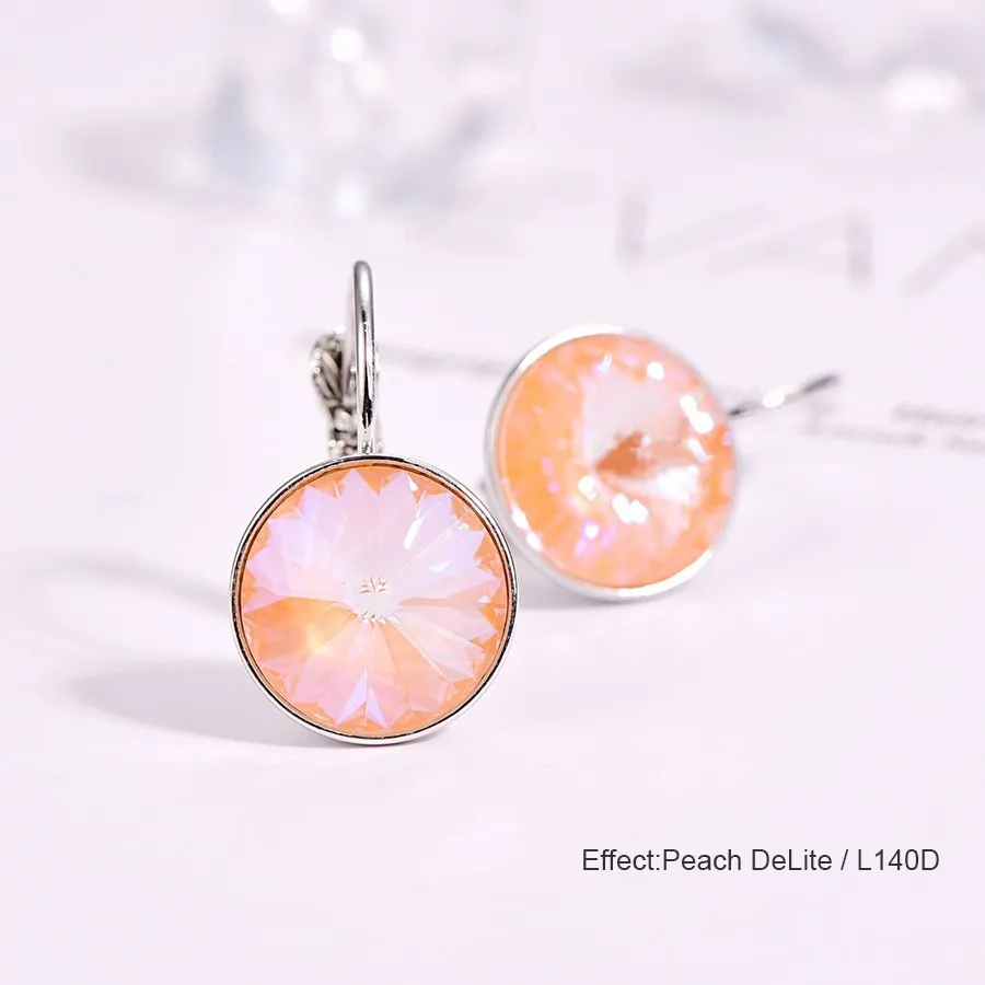 140D Висячие серьги с кристаллами Swarovski, новые модные висячие серьги, круглые женские серьги Bella, элегантные вечерние ювелирные изделия на свадьбу - Окраска металла: 140D
