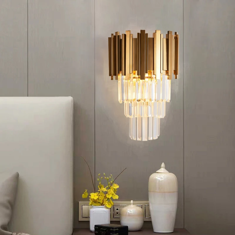 Kaufen Moderne Glanz Kristall Led Wand Lampe Gold Metall Schlafzimmer Led Wand Leuchten Esszimmer Führte Wand Licht Wohnzimmer leuchte
