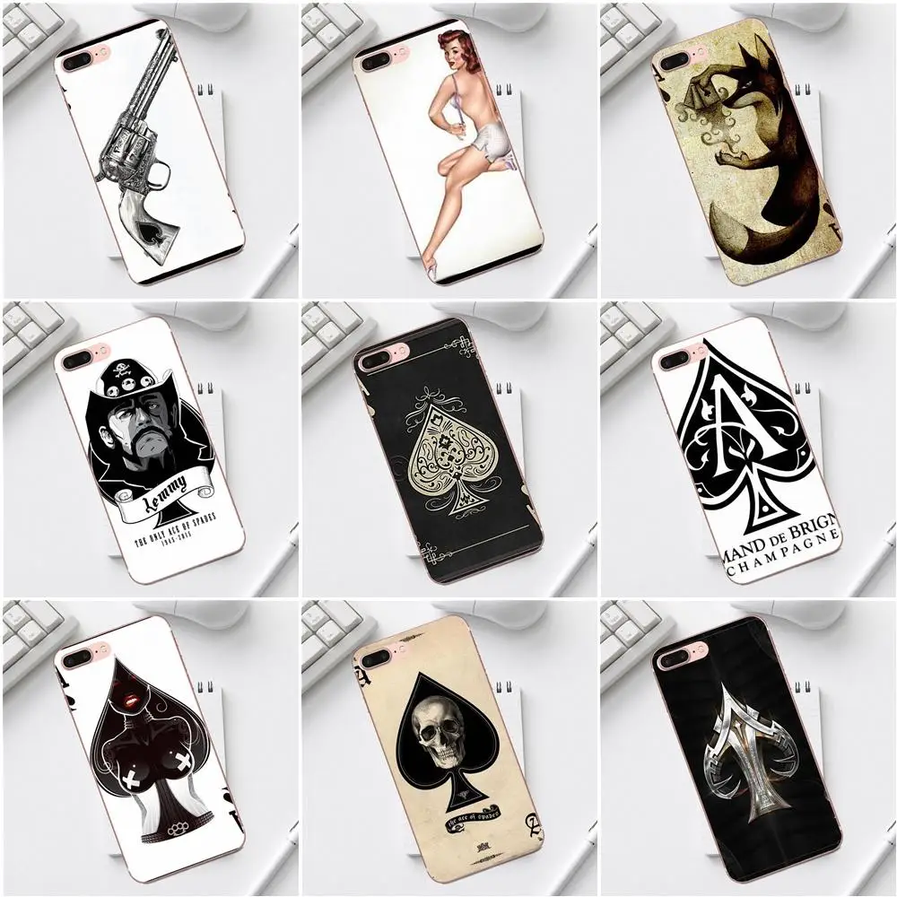 Qdowpz TPU Mobile Phone Case Cover Ace Of Spades For iPhone 4 4S 5 5C