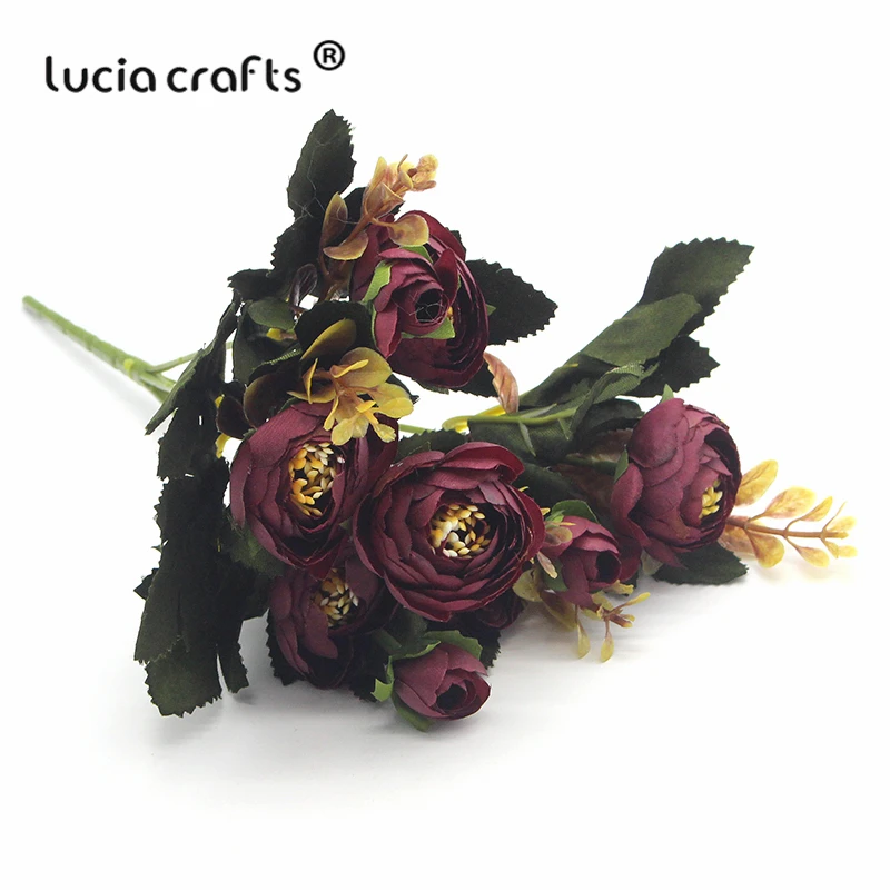 Lucia crafts 1 пачка 28 см шелковая ткань искусственная чайная роза искусственный букет цветов для свадебной вечеринки украшения дома DIY A0313