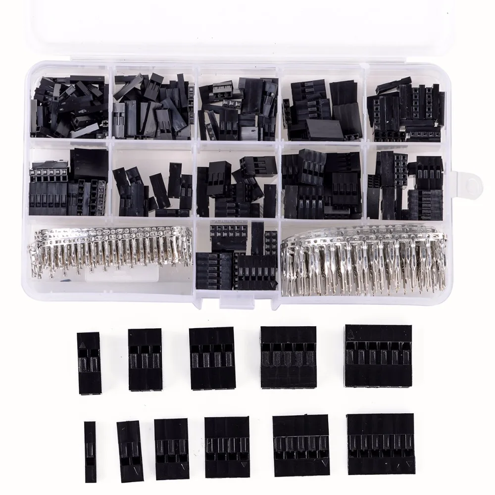 

New 620pcs/set Wire Cable Jumper Pin Header Connector Housing Kit +M/F Crimp Pins with Box