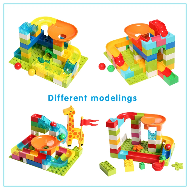 Duplos كبيرة اللبنات الكرة متاهة سباق تشغيل المسار الاكسسوارات متوافق LegoINGLY DIY الطوب الشريحة Slideway ألعاب أطفال هدية