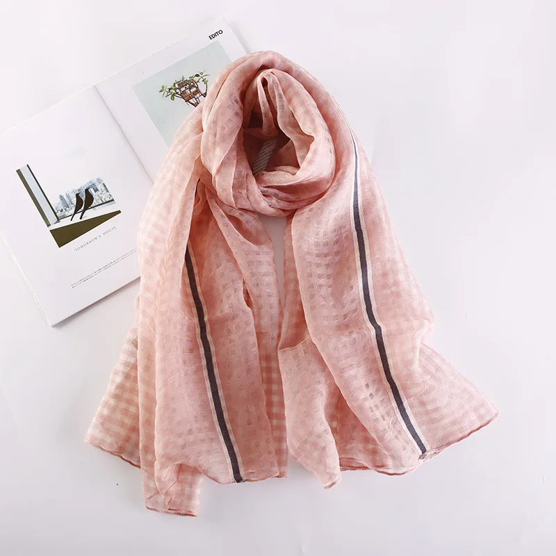 

Luxury Brand 2019 Women Scarf spring Autumn High Quality Silk Scarves Lady Shawls Wraps Fashion College Style Plaid Scarf Femme
