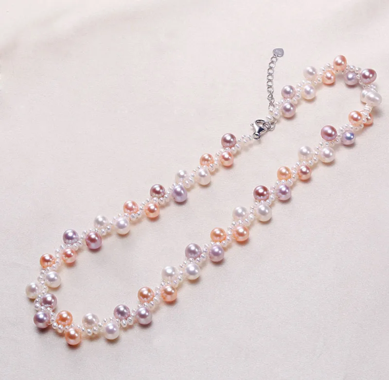 Ожерелье из натурального пресноводного жемчуга, изготовленное вручную, Необычное Ожерелье-чокер из серебра 925 пробы, ювелирные изделия для невесты, свадебный подарок