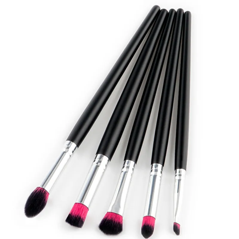 

5Pcs Pro Eye Make Up Brushes Wood Handle Eyeliner Eyebrow Brush Makeup Kits Mini Flame Oblique Soft Hair Nose Eye Shadow Brush