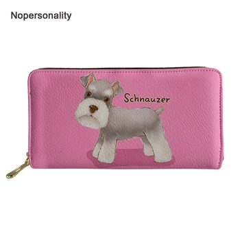 

Nopersonality Pink Schnauzer Print Women Wallets Cute Pu Leather Yorkshire Terrier Credit Card Holders Long Female Money Purse