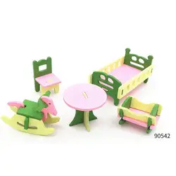 Детская ролевая игра дом деревянный пазл игрушка головоломка комплект мебели для игрушек Кухня детской комнате Гостиная миниатюрные