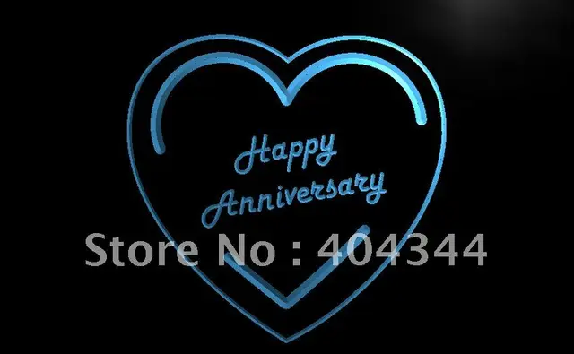 lb368 happy anniversary heart love new led neon light sign home happy anniversary signs