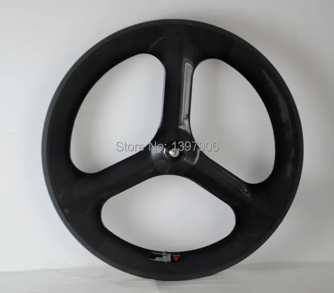 

3k /glossy 700c carbon fibre tri-spokes /3-spoke front clincher wheels for road bike with 70MM