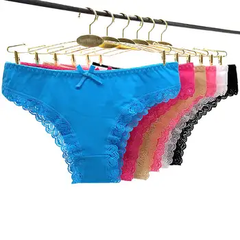

Pack of 96 Lace Trim Cotton Lady Panties Solid Cotton Bikini Brief Spandex Women Underwear Sexy Lingerie Size M L XL Wholesale