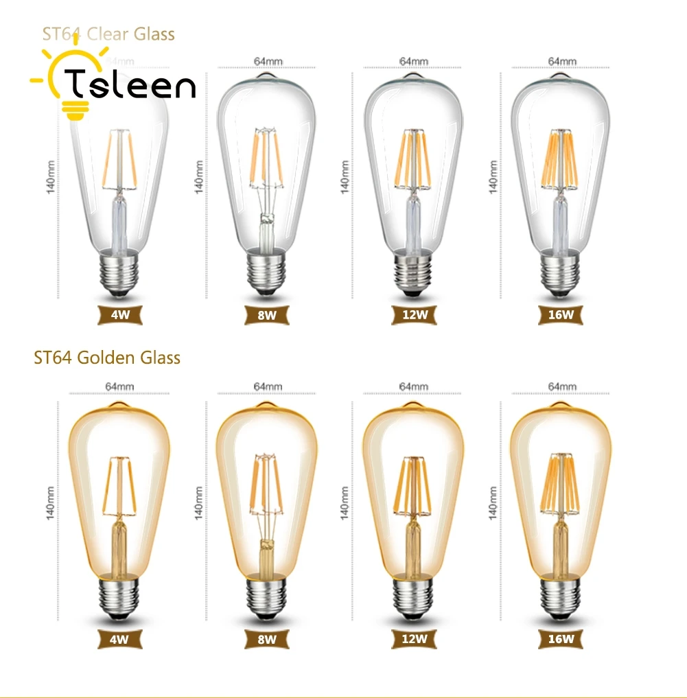 6 шт диммер 220 V 8 W 16 W E14 E27 Ретро Винтаж Edison светодиодный свет лампы накаливания затемнения лампы C35 ST64 A60 светодиодный лампы украшения дома