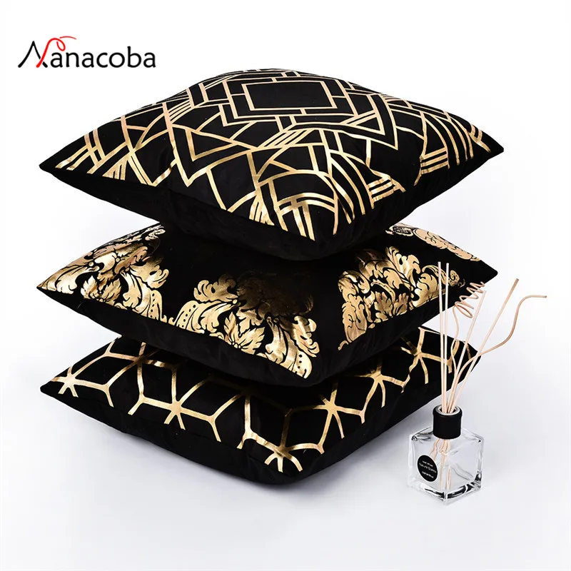 

Nanacoba Gold Polyester Cotton Cushion Cover Soft Cute Throw Pillow Cover Decorative Sofa Bronzing Pillow Case Pillowcase