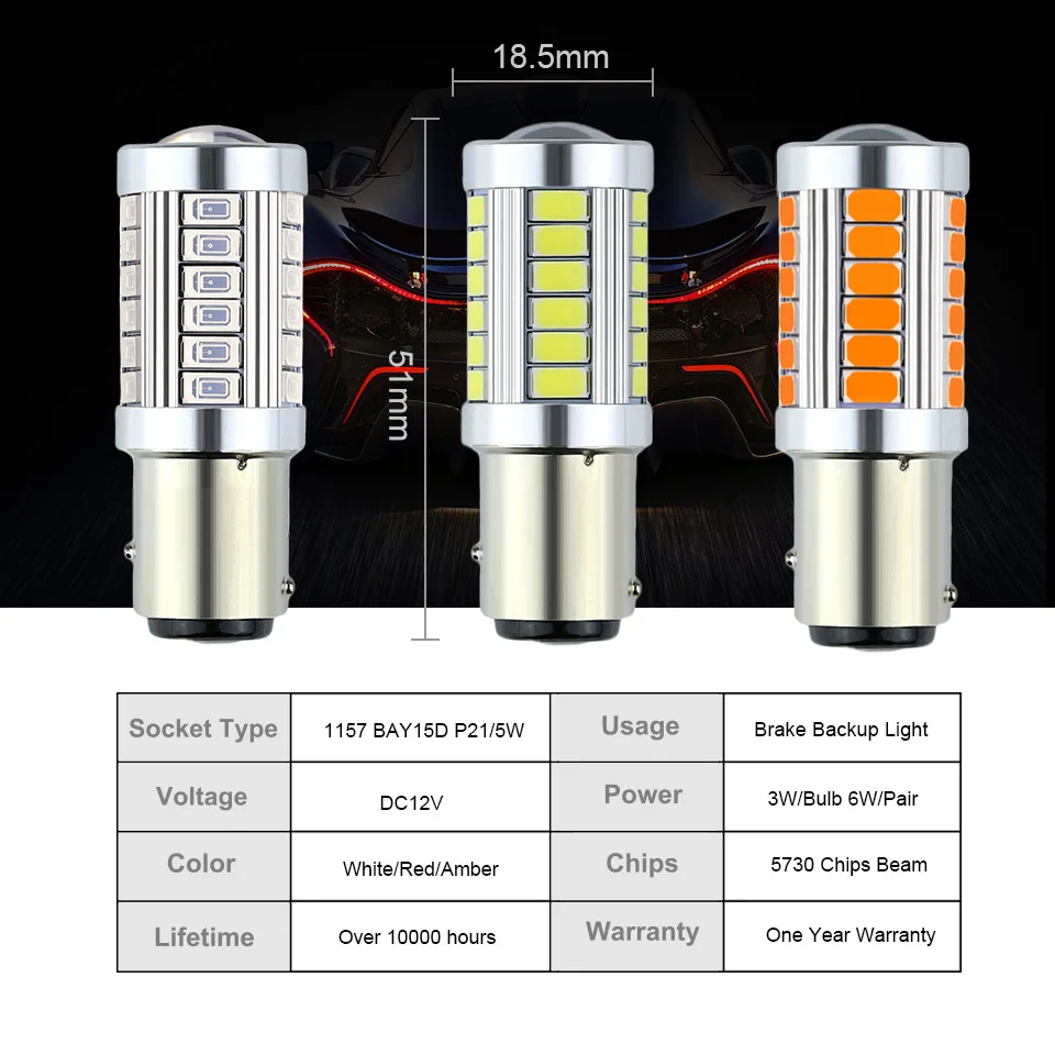 ANMINGPU 1x сигнальная лампа P21/5 Вт 1157 светодиодный лампы 33 светодиодный 5730 SMD Bay15d светодиодный Canbus 12V тормоза резервный задний фонарь автомобиля светильник лампочка 12V красный