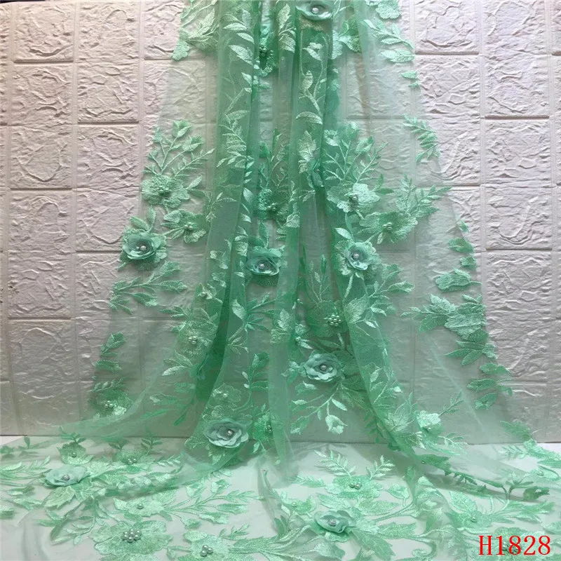 

African Laces Fabrics High Quality 3D lace fabric French Lace Fabric With Beaded For Wedding Lace HJ1828-1