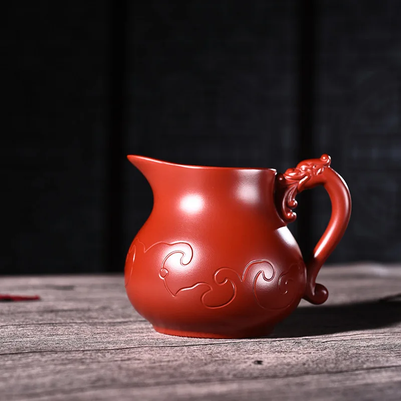

320ML Yixing Purple Clay Art Fair Cup Handwork Creative Handle Teaware Tieguanyin Tea Raw Ore Dahongpao Mud Zisha Public Cups
