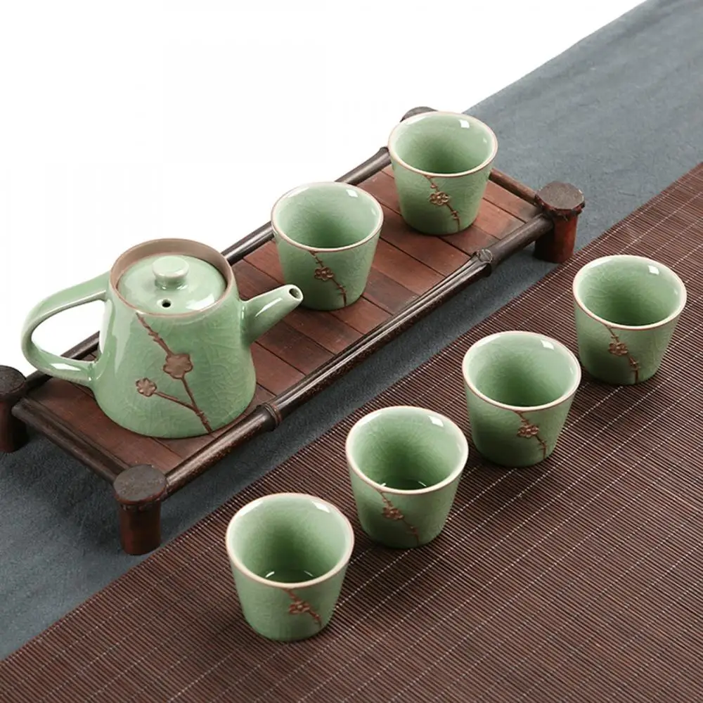 

Chinese Tea Set Porcelain Flower Teacup Set Teapot Drinkware Tea Kung Fu Tea Set Ceramic Tureen (Not include Tray)